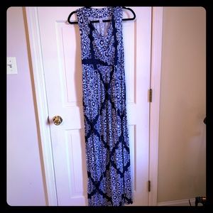 Motherhood Maternity Maxi Dress Blue Cross Front